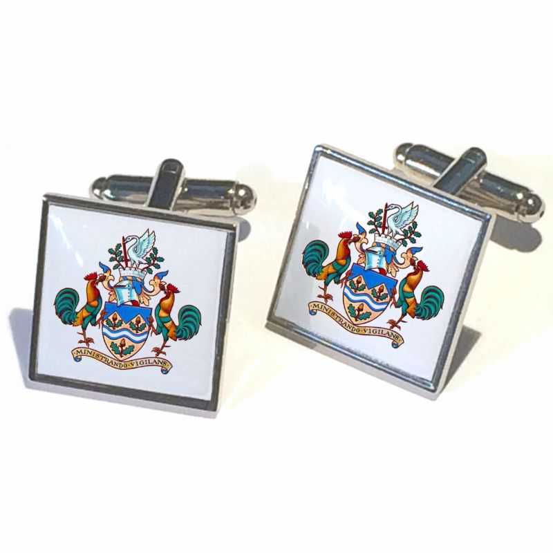 Cufflink Pair Square 18mm silver ready to wear, boxed